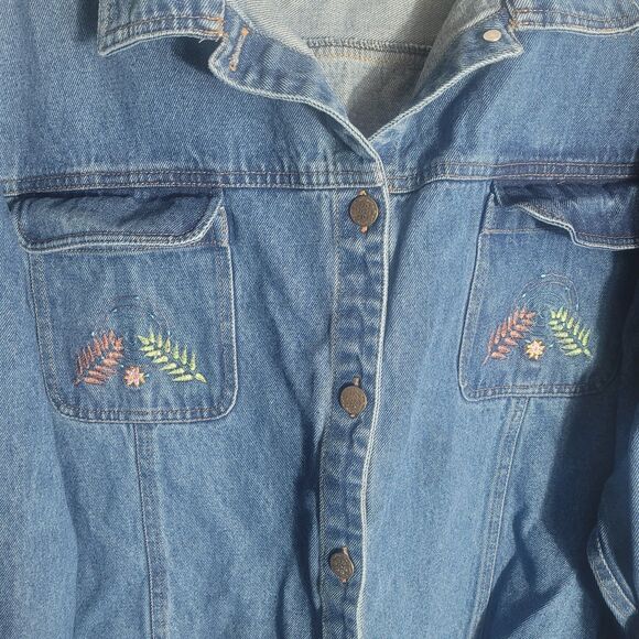 White Mountain Traders Denim Chore Coat Women's 6X Blue Embroidered Cotton READ - Picture 4 of 11
